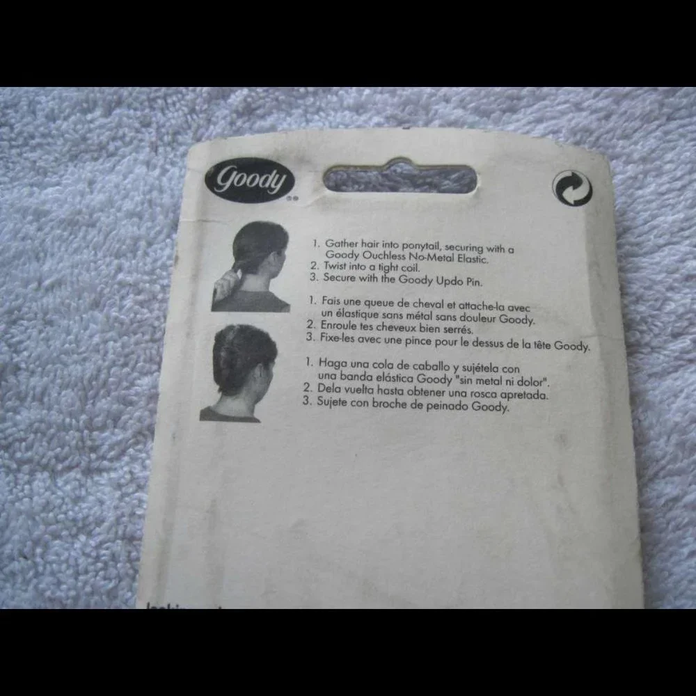 4 Goody 2002 Hair Sticks Plastic Chignon Pins Secure Updo Large Round End Wavy